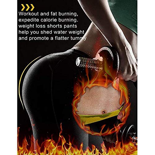 Litthing Pantalones para Adelgazar Neopreno Mujer Deportivos Pantalones Sauna Pantalón de Sudoración Adelgazar Pantalón Quema Grasa Mallas Termicos de Neopreno (Negro y Amarillo, S)