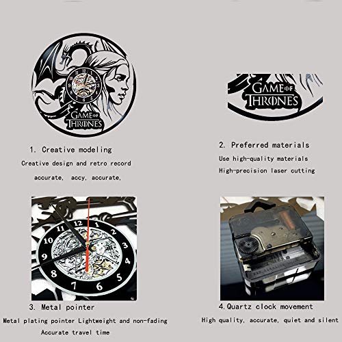 LittleNUM Disco de Vinilo Reloj de Pared Creativo Pared Reloj Silencio Juego de Tronos Regalos Decorativos de Pared de Reloj para los Amigos Que le rodean,Styled LittleNUM Disco de Vinilo Reloj de Pared Creativo Pared Reloj Silencio Juego de Tronos Regalos Decorativos de Pared de Reloj para los Amigos Que le rodean,Styled