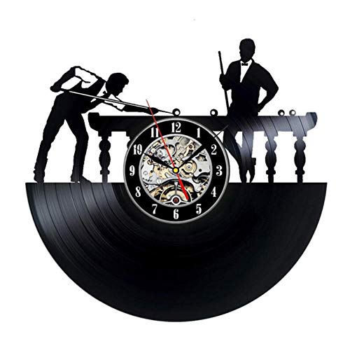 Liushenmeng Reloj Disco de Vinilo Billar Reloj De Pared Vintage Accesorios De Decoración Reloj De Vinilo Colgante Reloj De Pared Reloj Único Idea de Regalo diámetro 30 cm