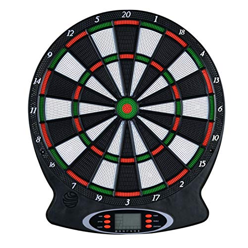 LIUXR Diana electrónica, Juegos de Diana, 18 Juegos y 159 Variantes de Juego,Pantalla LCD Scoring Indicator Target Board con 6 Dardos para 16 Jugadores,Black