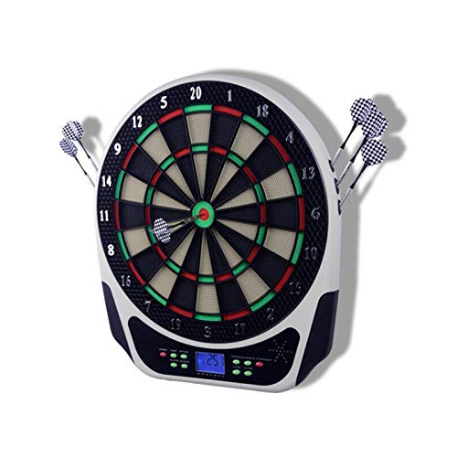 LIUXR Diana electrónica, Juegos de Diana, 18 Juegos y 159 Variantes de Juego,Pantalla LCD Scoring Indicator Target Board con 6 Dardos para 8 Jugadores,White LIUXR Diana electrónica, Juegos de Diana, 18 Juegos y 159 Variantes de Juego,Pantalla LCD Scoring Indicator Target Board con 6 Dardos para 8 Jugadores,White