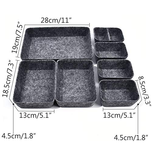 Liuzhou 7Pcs Organizadores de Cajones Fieltro Cesta de Almacenamiento Desmontable Caja de Almacenaje Organizador de Mesa para Cosméticos Accesorio (Gris Oscuro) Liuzhou 7Pcs Organizadores de Cajones Fieltro Cesta de Almacenamiento Desmontable Caja de Almacenaje Organizador de Mesa para Cosméticos Accesorio (Gris Oscuro)