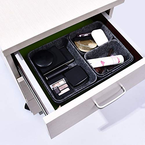 Liuzhou 7Pcs Organizadores de Cajones Fieltro Cesta de Almacenamiento Desmontable Caja de Almacenaje Organizador de Mesa para Cosméticos Accesorio (Gris Oscuro)