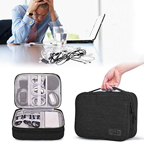 LIVACASA Bolsa de Viaje Cable Organizador Estuche para Eléctricas Accesesorios Impermeable Portatíl para Cables Cargador Bolsillo Negro LIVACASA Bolsa de Viaje Cable Organizador Estuche para Eléctricas Accesesorios Impermeable Portatíl para Cables Cargador Bolsillo Negro