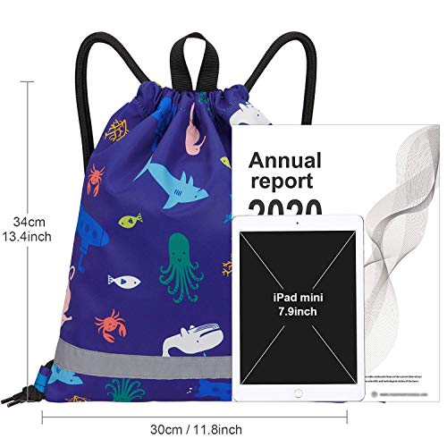 LIVACASA Mochila de Cuerdas Infantil Mochila con Cordón Bolsa de Cuerdas para niños Estampado Florales Lindos Azul LIVACASA Mochila de Cuerdas Infantil Mochila con Cordón Bolsa de Cuerdas para niños Estampado Florales Lindos Azul
