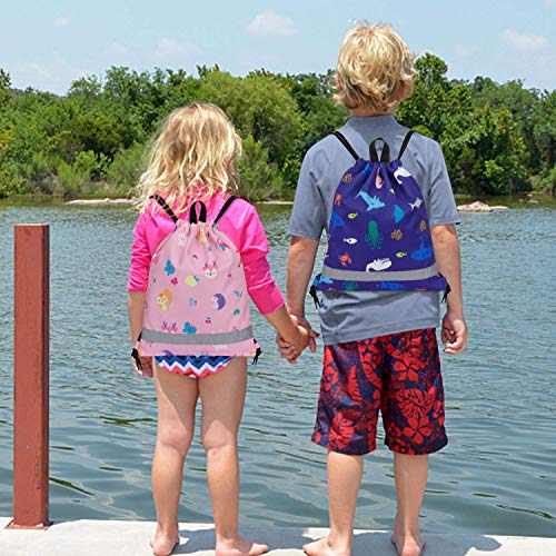 LIVACASA Mochila de Cuerdas Infantil Mochila con Cordón Bolsa de Cuerdas para niños Estampado Florales Lindos Azul LIVACASA Mochila de Cuerdas Infantil Mochila con Cordón Bolsa de Cuerdas para niños Estampado Florales Lindos Azul