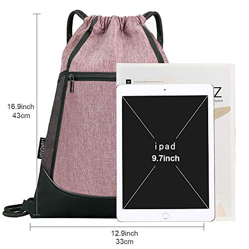 LIVACASA Mochilas de Cuerdas Hombre Mujer Grandes Bolsas de Cuerdas Gimnasio Cordones Cómodos Ajustable con Malla de Bolsillos para Botellas y Bolsillo Laterial Delantero (Rosa) LIVACASA Mochilas de Cuerdas Hombre Mujer Grandes Bolsas de Cuerdas Gimnasio Cordones Cómodos Ajustable con Malla de Bolsillos para Botellas y Bolsillo Laterial Delantero (Rosa)