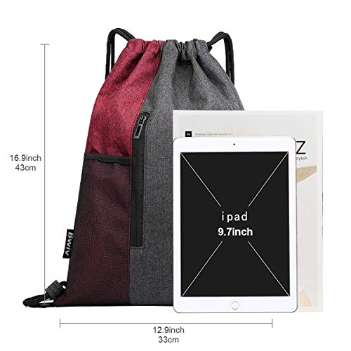 LIVACASA Mochilas de Cuerdas Mujer Hombre Toma USB para Auriculares con Bolsillos Mallas para Botellas Tela Oxford Bolsa de Cuerdas Mochilas Impermeables para Yoga Gimnasio Deportes Burdeos 43 * 33cm LIVACASA Mochilas de Cuerdas Mujer Hombre Toma USB para Auriculares con Bolsillos Mallas para Botellas Tela Oxford Bolsa de Cuerdas Mochilas Impermeables para Yoga Gimnasio Deportes Burdeos 43 * 33cm