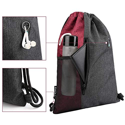 LIVACASA Mochilas de Cuerdas Mujer Hombre Toma USB para Auriculares con Bolsillos Mallas para Botellas Tela Oxford Bolsa de Cuerdas Mochilas Impermeables para Yoga Gimnasio Deportes Burdeos 43 * 33cm LIVACASA Mochilas de Cuerdas Mujer Hombre Toma USB para Auriculares con Bolsillos Mallas para Botellas Tela Oxford Bolsa de Cuerdas Mochilas Impermeables para Yoga Gimnasio Deportes Burdeos 43 * 33cm