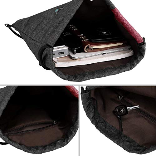 LIVACASA Mochilas de Cuerdas Mujer Hombre Toma USB para Auriculares con Bolsillos Mallas para Botellas Tela Oxford Bolsa de Cuerdas Mochilas Impermeables para Yoga Gimnasio Deportes Burdeos 43 * 33cm LIVACASA Mochilas de Cuerdas Mujer Hombre Toma USB para Auriculares con Bolsillos Mallas para Botellas Tela Oxford Bolsa de Cuerdas Mochilas Impermeables para Yoga Gimnasio Deportes Burdeos 43 * 33cm