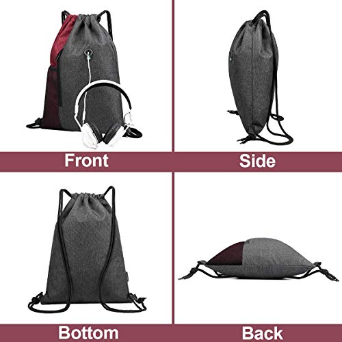 LIVACASA Mochilas de Cuerdas Mujer Hombre Toma USB para Auriculares con Bolsillos Mallas para Botellas Tela Oxford Bolsa de Cuerdas Mochilas Impermeables para Yoga Gimnasio Deportes Burdeos 43 * 33cm LIVACASA Mochilas de Cuerdas Mujer Hombre Toma USB para Auriculares con Bolsillos Mallas para Botellas Tela Oxford Bolsa de Cuerdas Mochilas Impermeables para Yoga Gimnasio Deportes Burdeos 43 * 33cm