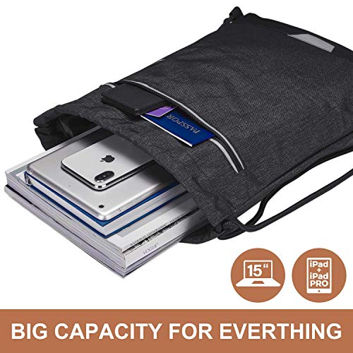 LIVACASA Reflexivo Mochilas de Cuerdas Hombre Mujer Bolsas de Cuerdas Gimnasio Cordones Cómodos Ajustable A Prueba de Agua para Playa Piscina Negro LIVACASA Reflexivo Mochilas de Cuerdas Hombre Mujer Bolsas de Cuerdas Gimnasio Cordones Cómodos Ajustable A Prueba de Agua para Playa Piscina Negro
