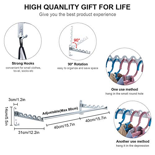 LIVEHITOP Perchero de Pared para Ropa, Barra de Riel para Colgar Pared Ahorra Espacio Colgador para Lavandería, Dormitorio, Baño (Plateado, 2) LIVEHITOP Perchero de Pared para Ropa, Barra de Riel para Colgar Pared Ahorra Espacio Colgador para Lavandería, Dormitorio, Baño (Plateado, 2)