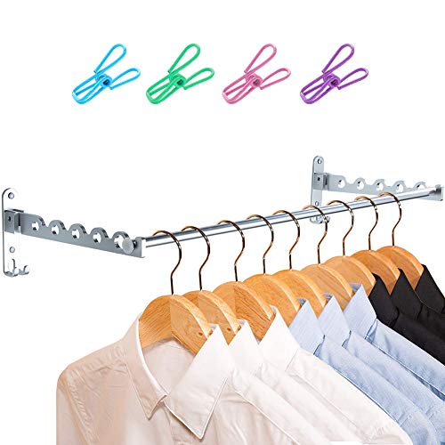 LIVEHITOP Perchero de Pared para Ropa, Barra de Riel para Colgar Pared Ahorra Espacio Colgador para Lavandería, Dormitorio, Baño (Plateado, 2) LIVEHITOP Perchero de Pared para Ropa, Barra de Riel para Colgar Pared Ahorra Espacio Colgador para Lavandería, Dormitorio, Baño (Plateado, 2)