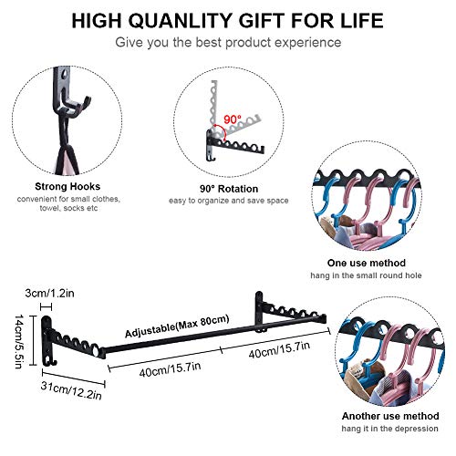 LIVEHITOP Secadora de Ropa Montada Pared, Rack de Lavandería Plegable Accesorios Barra Gancho para Baño, Dormitorio, Hotel (Negro, 2) LIVEHITOP Secadora de Ropa Montada Pared, Rack de Lavandería Plegable Accesorios Barra Gancho para Baño, Dormitorio, Hotel (Negro, 2)