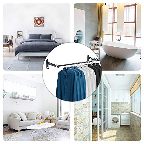 LIVEHITOP Secadora de Ropa Montada Pared, Rack de Lavandería Plegable Accesorios Barra Gancho para Baño, Dormitorio, Hotel (Negro, 2) LIVEHITOP Secadora de Ropa Montada Pared, Rack de Lavandería Plegable Accesorios Barra Gancho para Baño, Dormitorio, Hotel (Negro, 2)