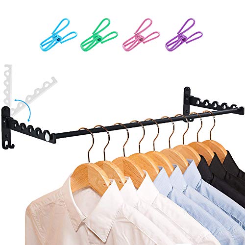 LIVEHITOP Secadora de Ropa Montada Pared, Rack de Lavandería Plegable Accesorios Barra Gancho para Baño, Dormitorio, Hotel (Negro, 2) LIVEHITOP Secadora de Ropa Montada Pared, Rack de Lavandería Plegable Accesorios Barra Gancho para Baño, Dormitorio, Hotel (Negro, 2)