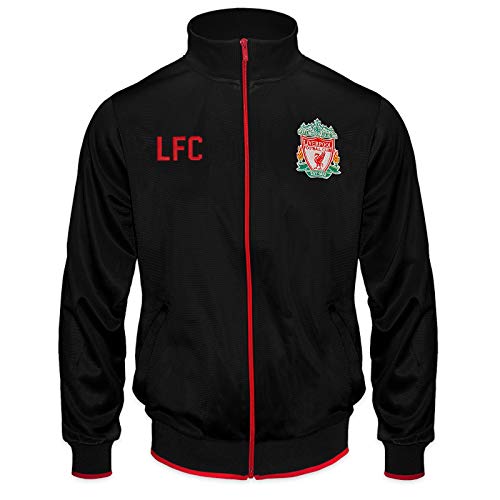 Liverpool FC - Chaqueta de entrenamiento oficial - Para hombre - Estilo retro - Negro - Large