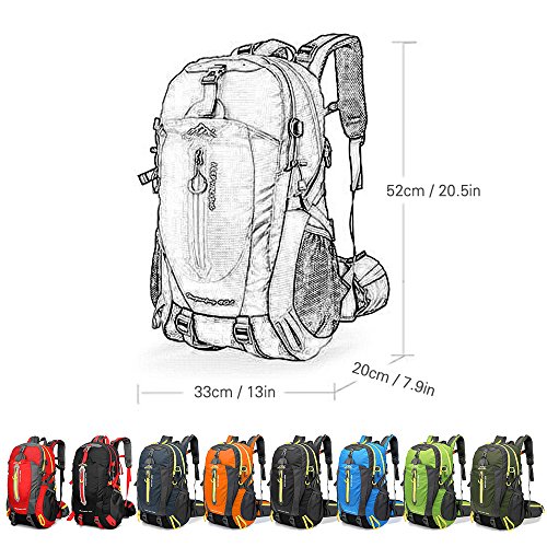 Lixada 40L Resistente al Agua Mochila, Portátil Mochila Trekking, Laptop Daypack, Durable Impermeable, para Escalada, Viajes, Actividades al Aire Libre (Naranja)