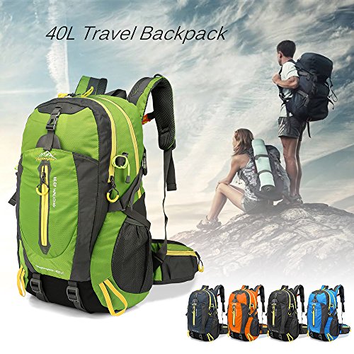 Lixada 40L Resistente al Agua Mochila, Portátil Mochila Trekking, Laptop Daypack, Durable Impermeable, para Escalada, Viajes, Actividades al Aire Libre (Naranja)