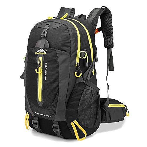 Lixada 40L Resistente al Agua Mochila, Portátil Mochila Trekking, Laptop Daypack, Durable Impermeable, para Escalada, Viajes, Actividades al Aire Libre (Negro)