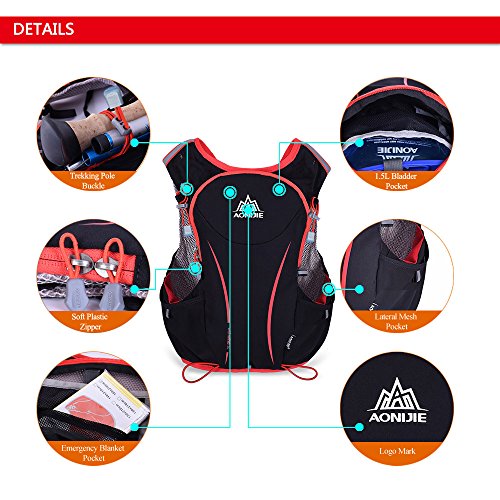 Lixada 5L Vejiga de Agua Mochila, Mochila Hidratación, Running Mochila, Impermeable y Transpirable, para Camping, Marathoner, Correr, Caminar, Escalada, Actividades al Aire Libre (L-XL) Lixada 5L Vejiga de Agua Mochila, Mochila Hidratación, Running Mochila, Impermeable y Transpirable, para Camping, Marathoner, Correr, Caminar, Escalada, Actividades al Aire Libre (L-XL)