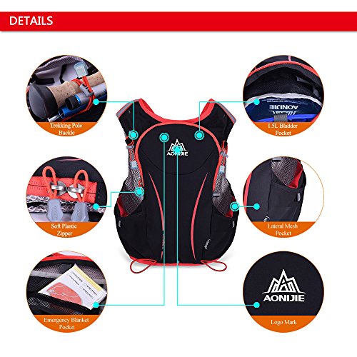 Lixada 5L Vejiga de Agua Mochila, Mochila Hidratación, Running Mochila, Impermeable y Transpirable, para Camping, Marathoner, Correr, Caminar, Escalada, Actividades al Aire Libre (L-XL)