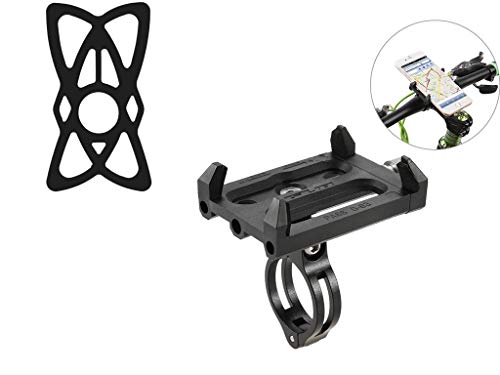 Lixada Antideslizante Bicicleta Soporte de Teléfono Ajustable Soporte de Montaje para 3.6-6.2 Inch Teléfono Móvil Inteligente (Soporte+Banda Negra)