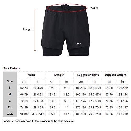 Lixada Hombres Pantalónes Cortos de Running 2-en-1, Pantalones Cortos de Atletismo, Pantalones Cortos de Fitness Maratón, Transpirable Pantalones+Secado Rápido (Gris Oscuro, L)