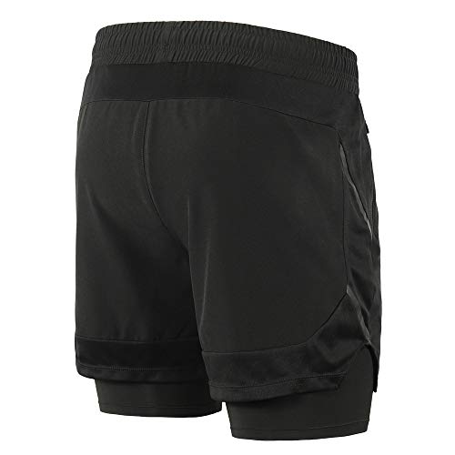 Lixada Hombres Pantalónes Cortos de Running 2-en-1, Pantalones Cortos de Atletismo/Pantalones Cortos de Fitness Maratón, Transpirable Pantalones+Secado Rápido