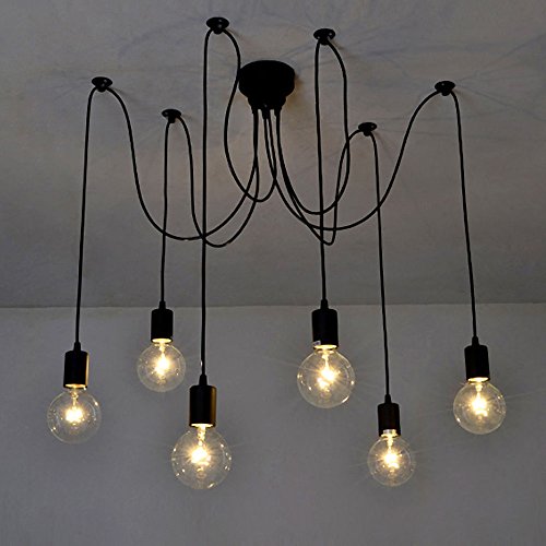 Lixada Lámpara clásica techo antigua con luz de araña ajustable (Cada uno con Wire 1.7m) Negro Lixada Lámpara clásica techo antigua con luz de araña ajustable (Cada uno con Wire 1.7m) Negro