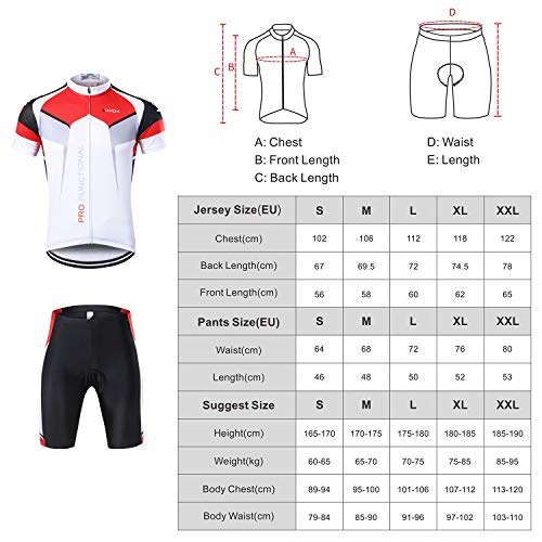 Lixada Maillots de Ciclismo Hombres Camiseta y Pantalones Cortos de Ciclismo Conjunto de Ropa Para Ciclismo Al Aire Libre