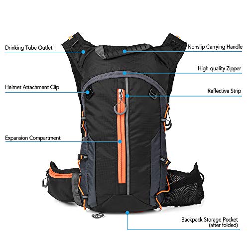 Lixada Mochila de Ciclismo Ligero Plegable Mochila de Hidratación con Bolsa de Agua 2L para Ciclismo Deportes al Aire Libre