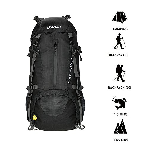 Lixada Mochila de Senderismo 50L con Cubierta Impermeable Mochila de Marcha Trekking Camping Deporte al Aire Libre