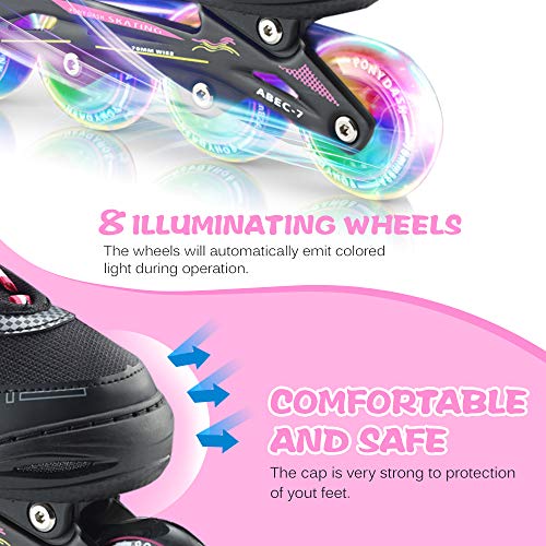 Lixada Patines en Línea Infantiles Ajustables con 4 Ruedas Iluminadoras para Niños, Niñas, Niñas y Señorita