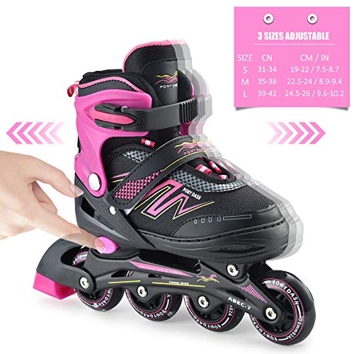 Lixada Patines en Línea Infantiles Ajustables con 4 Ruedas Iluminadoras para Niños, Niñas, Niñas y Señorita