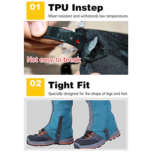 Lixada Polainas de Senderismo Impermeable Portátil Antidesgarros Ajustables para Caminatas con Raquetas de Nieve Botas de Nieve Esquí Lixada Polainas de Senderismo Impermeable Portátil Antidesgarros Ajustables para Caminatas con Raquetas de Nieve Botas de Nieve Esquí