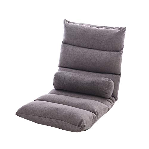 LIXIONG Silla de Suelo, Plegable Meditación Silla 6 Ángulo Respaldo Ajustable Acolchado Silla de Piso con Retirable Lavable Cubrir para Gaming Balcón Dormitorio, 6 Colores (Color : Gray)