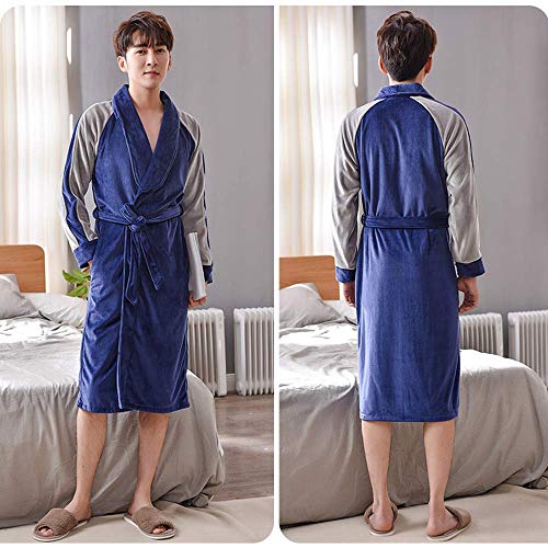 LIZANAN Invierno Caliente Grueso de la Franela for Hombre Albornoz Kimono Albornoz Atractiva de Las Mujeres Batas Hombre térmica Bata más el tamaño de Homewear, L Bata de baño