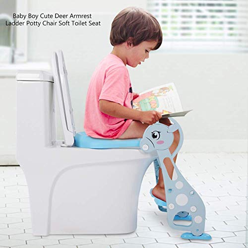 LIZHIQIANG Lindo Ciervo Potty Silla Brazalete Potty Silla para niños Niños Niños Transporte Tapón Soft Alojamiento Azul