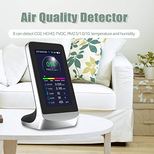 LIZONGFQ Estación meteorológica Multifuncional WiFi Detector de Aire Interior TVOC Monitor de Calidad de Gas MONITO CO2 Medidor de dióxido de Carbono (con analizador de Aire de 4.3 Pulgadas)