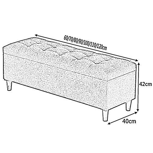 LJFYXZ Puff Almacenaje Plegable con Tapa abatible Taburete casero para Cambiar Zapatos Almacenamiento masivo Patas de Madera Maciza Dormitorio Cama Taburete Tela de Lino Sofá de la Sala de Estar