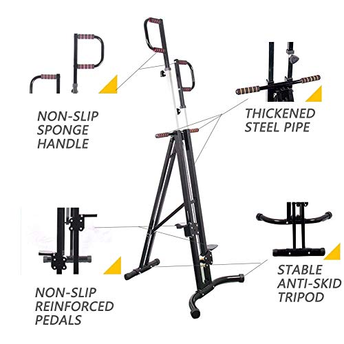 LJYY Máquina de Escalada Vertical Escalera de Escalada Equipo de Ejercicio Cardiovascular de Cuerpo Completo Plegado - Altura Ajustable - Diseño Antideslizante - para Oficina en casa