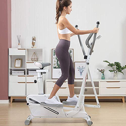 LJYY Máquina elíptica, Entrenador elíptico, Entrenador elíptico magnético, con Soporte para Tableta 16 y perfiles de Resistencia al Deslizamiento del Pedal, para Hombres y Mujeres, Blanco Running