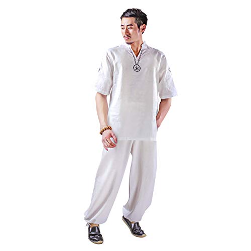 LJYY Traje de Yoga para Hombre con diseño de algodón Traje de meditación Zen Uniforme de Tai Chi Ropa de Artes Marciales
