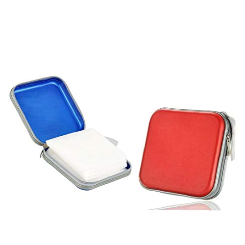 LjzlSxMF Caja de Almacenamiento de Medios de CD Soporte de la Manga Caja de CD Profesional/DVD Bolsa de Almacenamiento Monedero Cremallera Capacidad Clip 2 PCS Azul Rojo