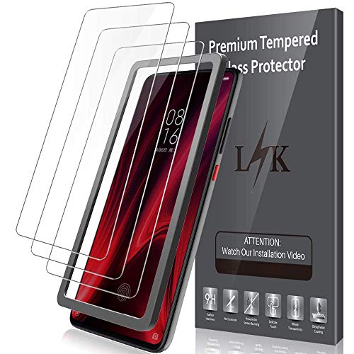 LK Compatible con Xiaomi Mi 9T / Mi 9T Pro Protector de Pantalla,3 Pack,9H Dureza Cristal Templado, Equipado con Marco de Posicionamiento,Vidrio Templado Screen Protector