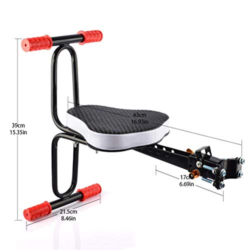 LKAIBIN Asiento de seguridad para bicicleta de cross country, asiento de seguridad para niños, de metal, de desmontaje rápido, asiento de seguridad prepuesto con reposabrazos y pedal