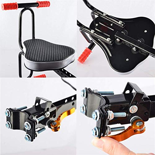 LKAIBIN Asiento de seguridad para bicicleta de cross country, asiento de seguridad para niños, de metal, de desmontaje rápido, asiento de seguridad prepuesto con reposabrazos y pedal