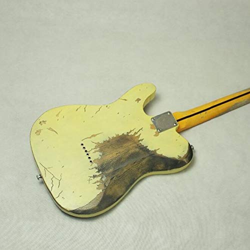 LKAIBIN Guitarra eléctrica con reliquia Envejecida a Mano con Cuerpo de Ceniza en Color Crema, Piezas de Guitarra Envejecida, Foto Real Mostrar Disponibles (Color : Guitar)